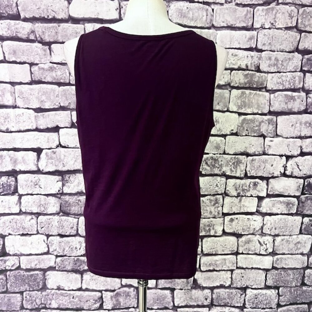 LOFT Purple Lace Front Sleeveless Top Size L - Picture 5 of 9